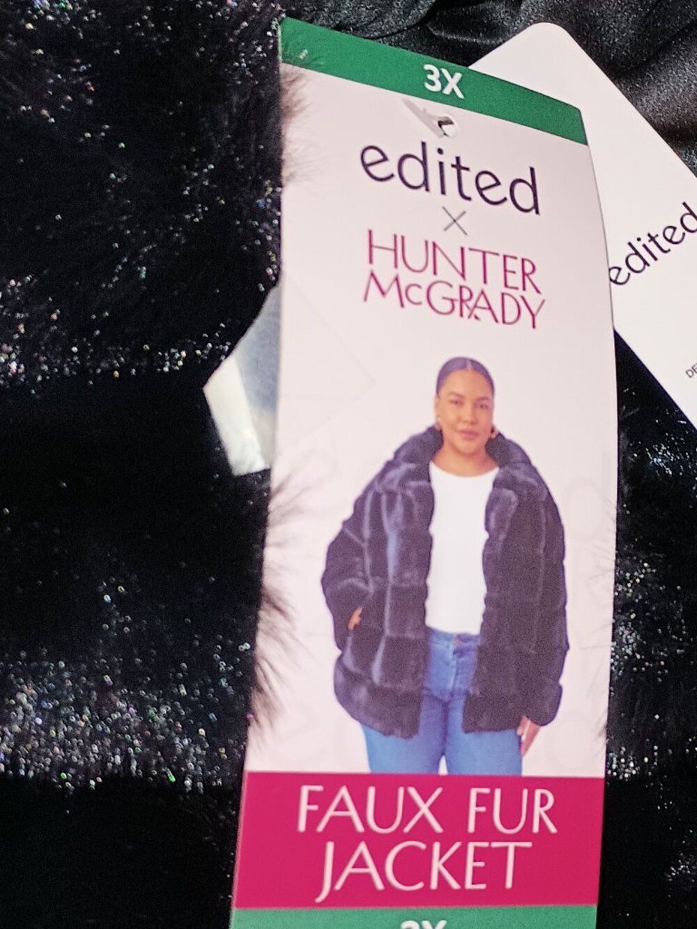 NEW Edited by Hunter McGrady Women's Faux Fur Jacket Black 3X - Picture 7 of 8